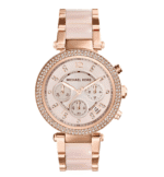 Montre Michael Kors MK5896 Maroc ton sur ton rose blush avec lunette à cristaux pour femme au Maroc.