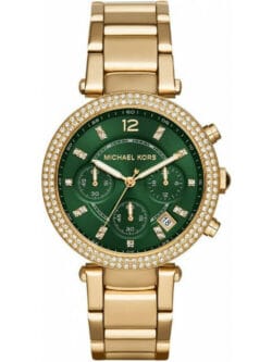 Montre Michael Kors MK6263 dorée avec cadran vert émeraude pour femme au Maroc.