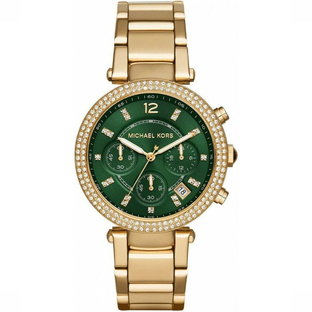 Montre Femme Michael Kors Parker MK6263 Dorée et Verte Montre Michael Kors MK6263 dorée avec cadran vert émeraude pour femme au Maroc.