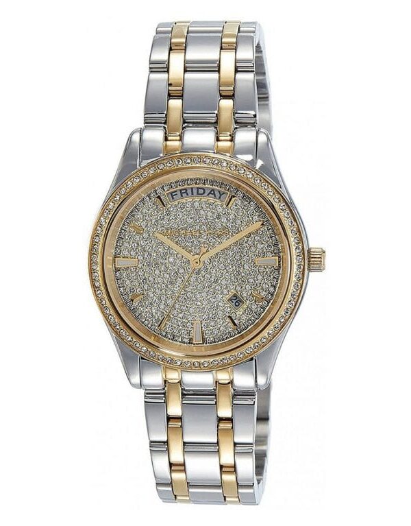 Montre Michael Kors MK6481 Kiley bicolore avec cadran entièrement pavé de cristaux pour femme au Maroc.