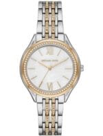 Montre Michael Kors MK7084 bicolore acier et doré avec bracelet pavé de cristaux pour femme au Maroc.
