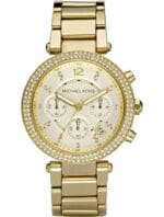 Montre Michael Kors Parker MK5354 dorée avec cadran pavé de cristaux pour femme au Maroc.