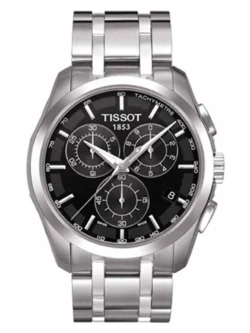 Montre Tissot Couturier Chronograph T035.617.11.051.00 homme cadran noir 3 compteurs et bracelet acier 41 mm disponible au Maroc