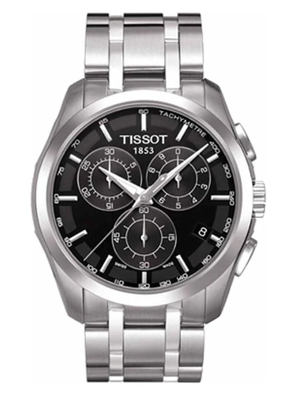Montre Tissot Couturier Chronograph T035.617.11.051.00 homme cadran noir 3 compteurs et bracelet acier 41 mm disponible au Maroc