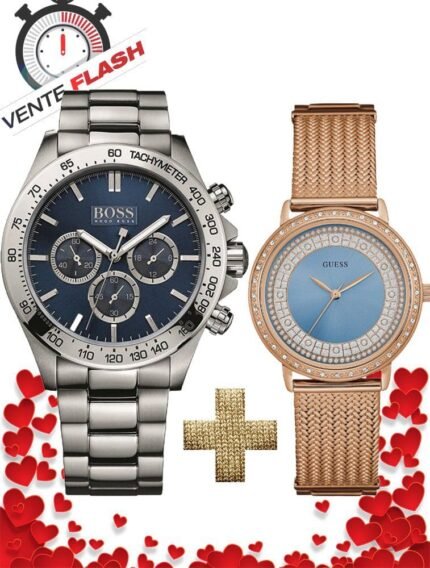 Pack Montre Homme Hugo Boss + Montre Femme GUESS