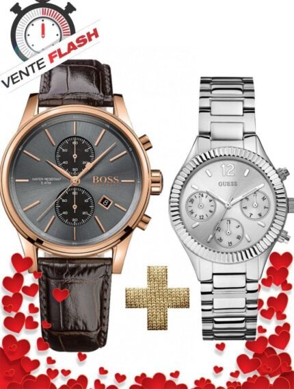 Pack Montre Homme Hugo Boss + Montre Femme GUESS