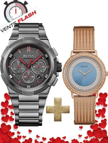 Pack Montre Homme Hugo Boss + Montre Femme GUESS