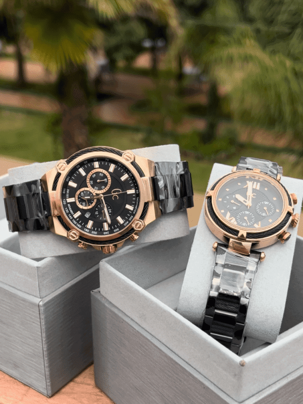 Pack deux montres Gc Guess Collection Y24004G4/01 et  Y16015L5MF 44mm(homme) et 35 mm(femme)