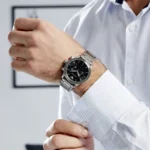 Montre Emporio Armani AR11241 pour homme avec bracelet en acier inoxydable et cadran noir chronographe - Disponible au Maroc sur Planetawatches