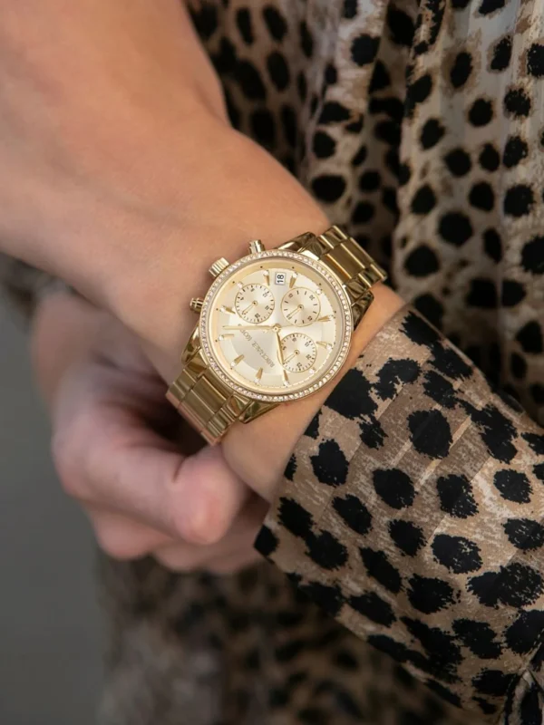 Montre Michael Kors Ritz MK6356 pour femme dorée avec chronographe et strass