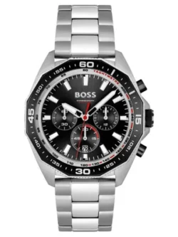 Montre Hugo Boss 1513971 Energy Chronographe argentée avec cadran noir pour homme au Maroc.
