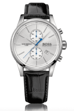 Montre Homme Hugo Boss Jet 1513282 avec cadran argenté et bracelet cuir noir
