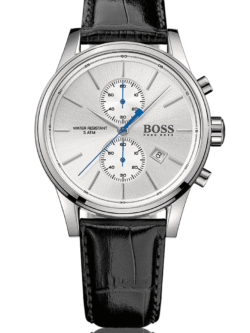 Montre Homme Hugo Boss Jet 1513282 avec cadran argenté et bracelet cuir noir
