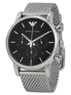 Montre Emporio Armani AR1811 Luigi argentée avec bracelet en maille milanaise pour homme 41mm au Maroc.