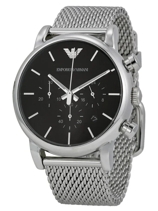 Montre Emporio Armani AR1811 Luigi argentée avec bracelet en maille milanaise pour homme 41mm au Maroc.