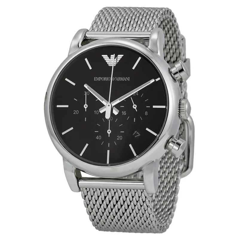 Montre Emporio Armani AR1811 Luigi argentée avec bracelet en maille milanaise pour homme 41mm au Maroc.