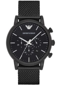 Montre Emporio Armani AR1968 noire avec bracelet en maille milanaise pour homme au Maroc.