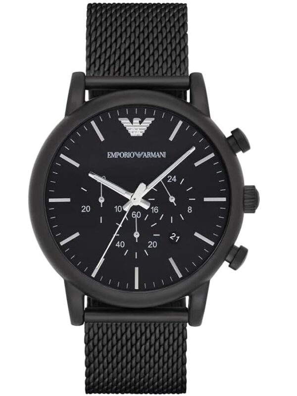 Montre Emporio Armani AR1968 noire avec bracelet en maille milanaise pour homme au Maroc.