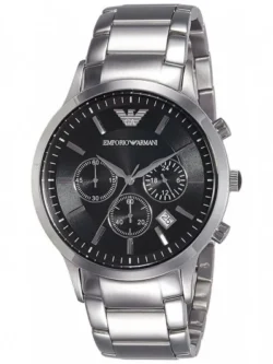 Montre Emporio Armani AR2434 Renato argentée avec cadran noir pour homme au Maroc.