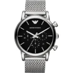 Montre Emporio Armani AR8032 Luigi argentée avec bracelet en maille milanaise pour homme au Maroc.