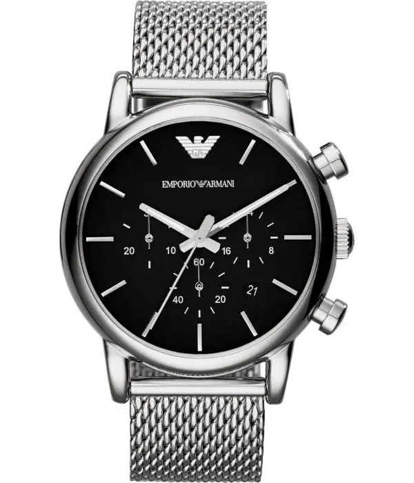 Montre Emporio Armani AR8032 Luigi argentée avec bracelet en maille milanaise pour homme au Maroc.