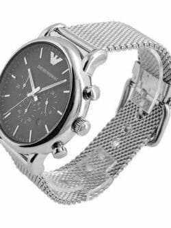 Montre Emporio Armani AR8032 Luigi argentée avec bracelet en maille milanaise pour homme au Maroc.