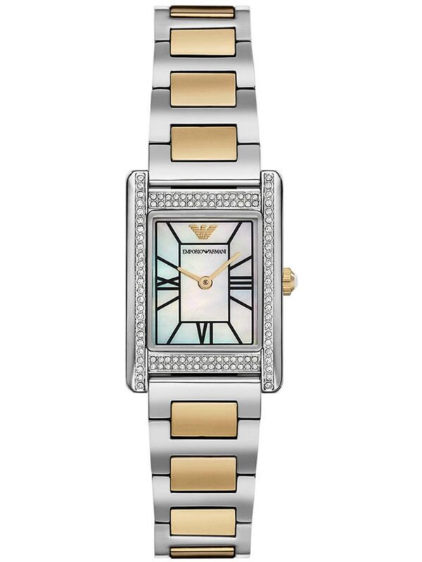 Montre extra plate femme Emporio Armani AR11642 bicolore or jaune et cadran nacre pour femme au Maroc.