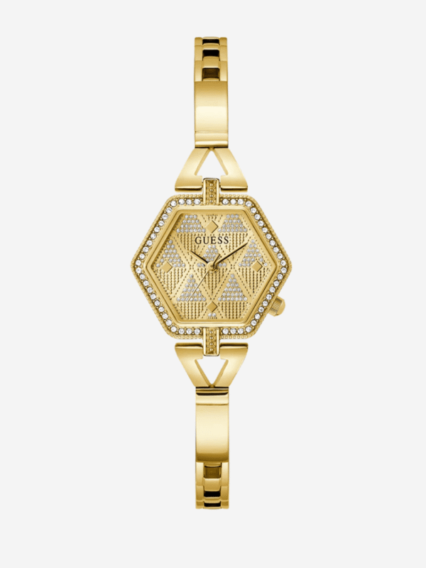 Montre Guess femme hexagonale dorée GW0680L2 (28mm est.) avec cristaux pour femme au Maroc.