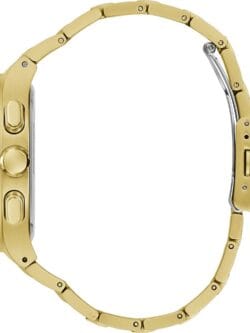 Détails de la montre Guess Headline GW0572G2 dorée présentée dans son coffret au Maroc.