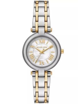 Montre Michael Kors MK4895 Laney bicolore en acier et doré avec cadran en nacre pour femme au Maroc.