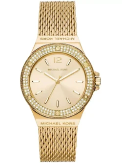 Montre Michael Kors femme cristaux (MK7335) dorée avec bracelet milanais et lunette pavée pour femme au Maroc.