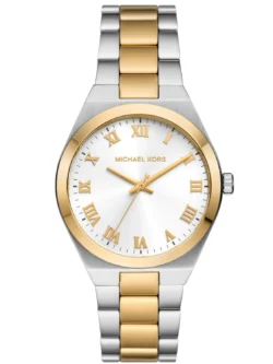 Montre Femme Michael Kors Lennox MK7464 bicolore argenté et doré, cadran blanc chiffres romains, pour femme au Maroc.