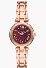 Montre Michael Kors MKO1084 Laney en or rose avec cadran bordeaux pour femme au Maroc.