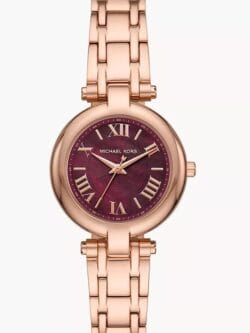 Montre Michael Kors MKO1084 Laney en or rose avec cadran bordeaux pour femme au Maroc.