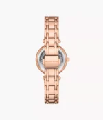 Dos de la montre Michael Kors Laney MKO1084 montrant le fermoir du bracelet en or rose.