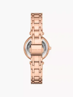 Dos de la montre Michael Kors Laney MKO1084 montrant le fermoir du bracelet en or rose.