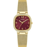 Montre femme Guess GW0354L4 dorée avec cadran rouge bordeaux.