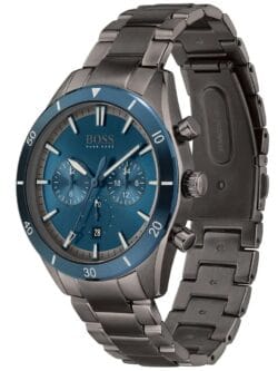 Profil et boutons poussoirs de la montre chronographe Hugo Boss 1513863.