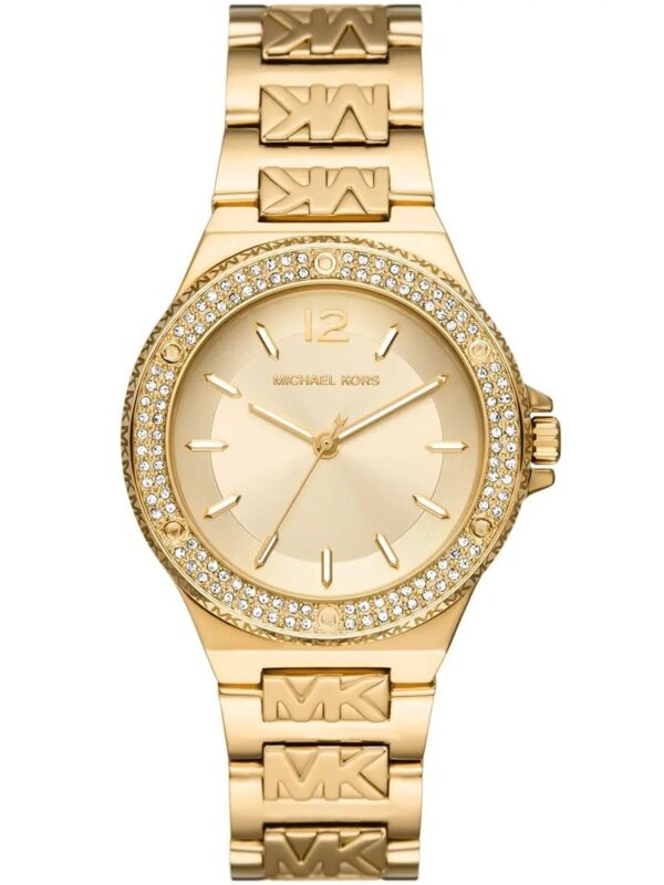 Montre Michael Kors MK7339 Maroc femme, dorée (37mm) avec lunette cristaux et bracelet logo MK.
