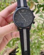 Montre Emporio Armani Luigi AR1948 cadran noir chronographe pour homme