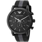 Montre Emporio Armani Luigi AR1948 homme chronographe noir avec bracelet tissu