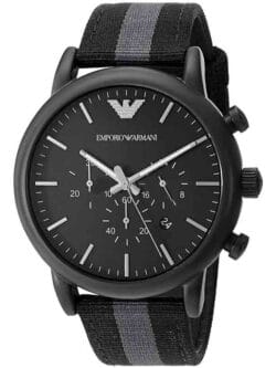 Montre Emporio Armani Luigi AR1948 homme chronographe noir avec bracelet tissu