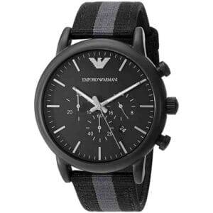 Montre Emporio Armani Homme au Maroc : Prix, Collections et Guide 2026 Montre Emporio Armani Luigi AR1948 homme chronographe noir avec bracelet tissu