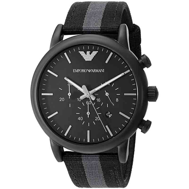 Montre Emporio Armani Luigi AR1948 homme Montre Emporio Armani Luigi AR1948 homme chronographe noir avec bracelet tissu