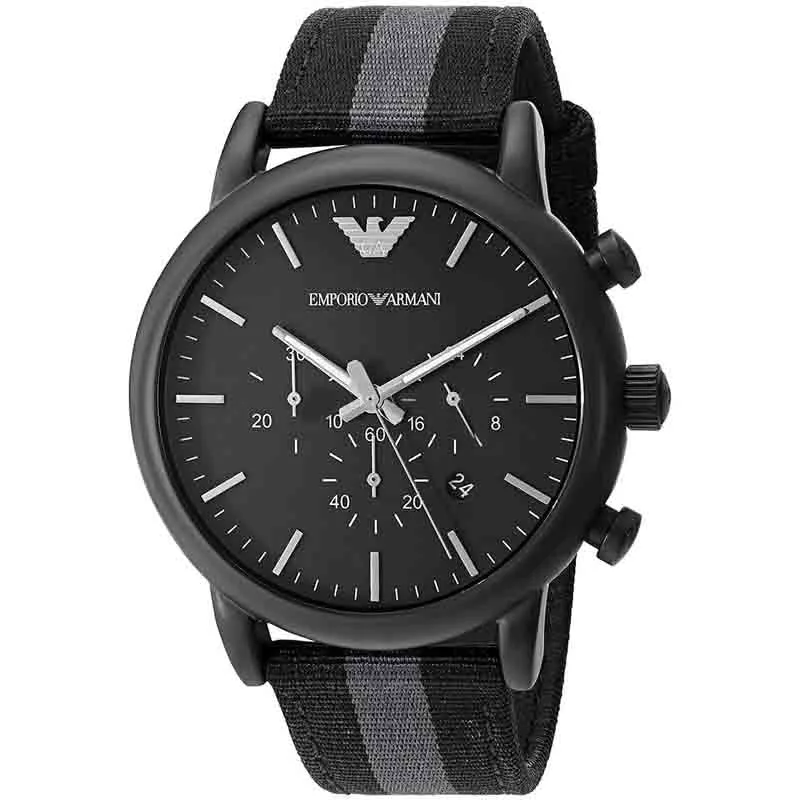 Montre Emporio Armani Luigi AR1948 homme chronographe noir avec bracelet tissu