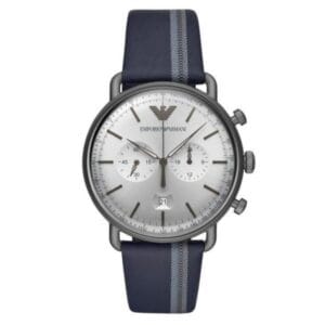 Montre Emporio Armani Homme au Maroc : Prix, Collections et Guide 2026 Montre Homme Emporio Armani AR11202 cadran argent et bracelet cuir bleu.