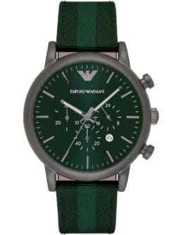 Montre Homme Emporio Armani AR1950 cadran vert et bracelet tissu.