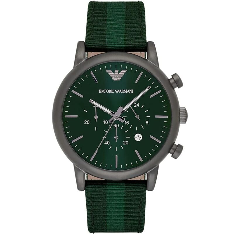 Montre Homme Emporio Armani AR1950 cadran vert et bracelet tissu.