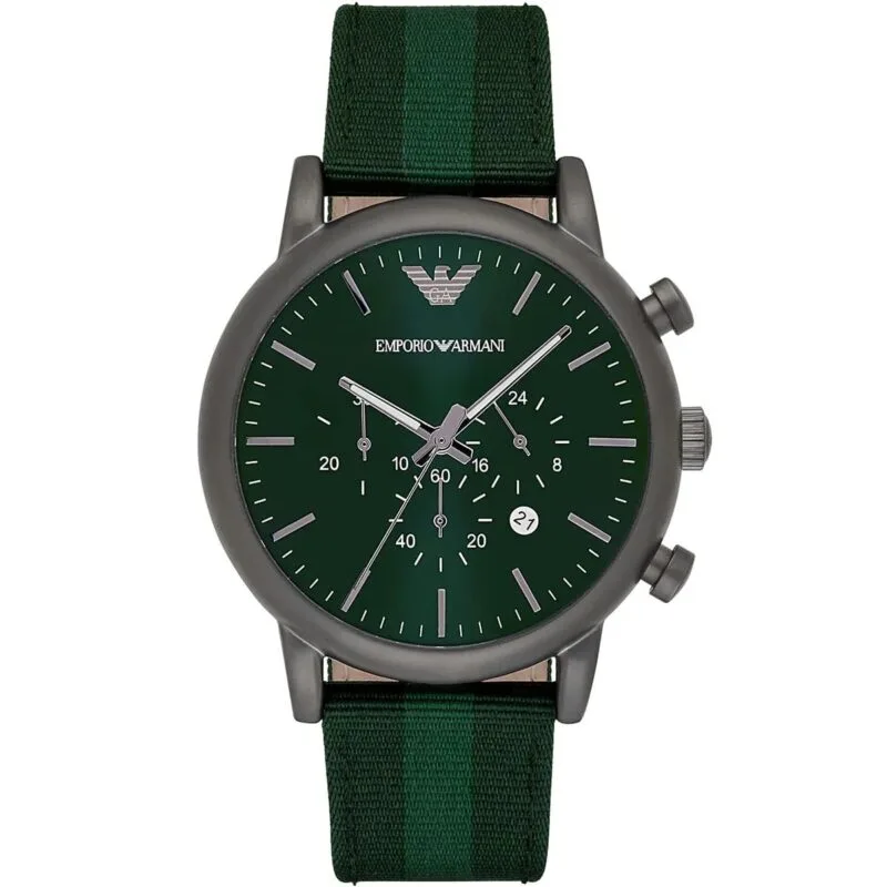 Montre Homme Emporio Armani AR1950 cadran vert et bracelet tissu.