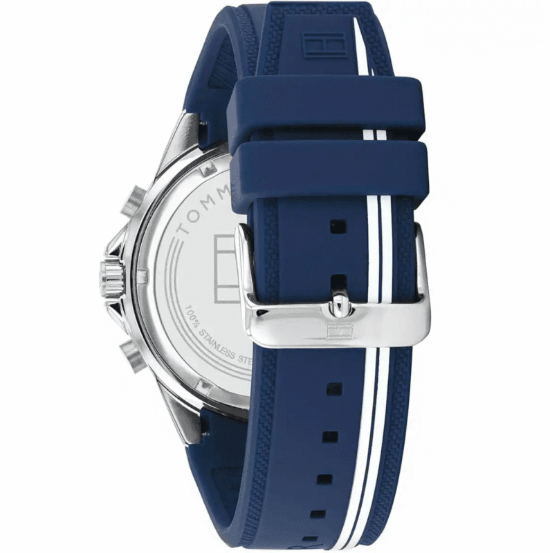 Dos du boîtier et bracelet silicone de la Montre Homme Tommy Hilfiger Aiden 1791859 au Maroc.